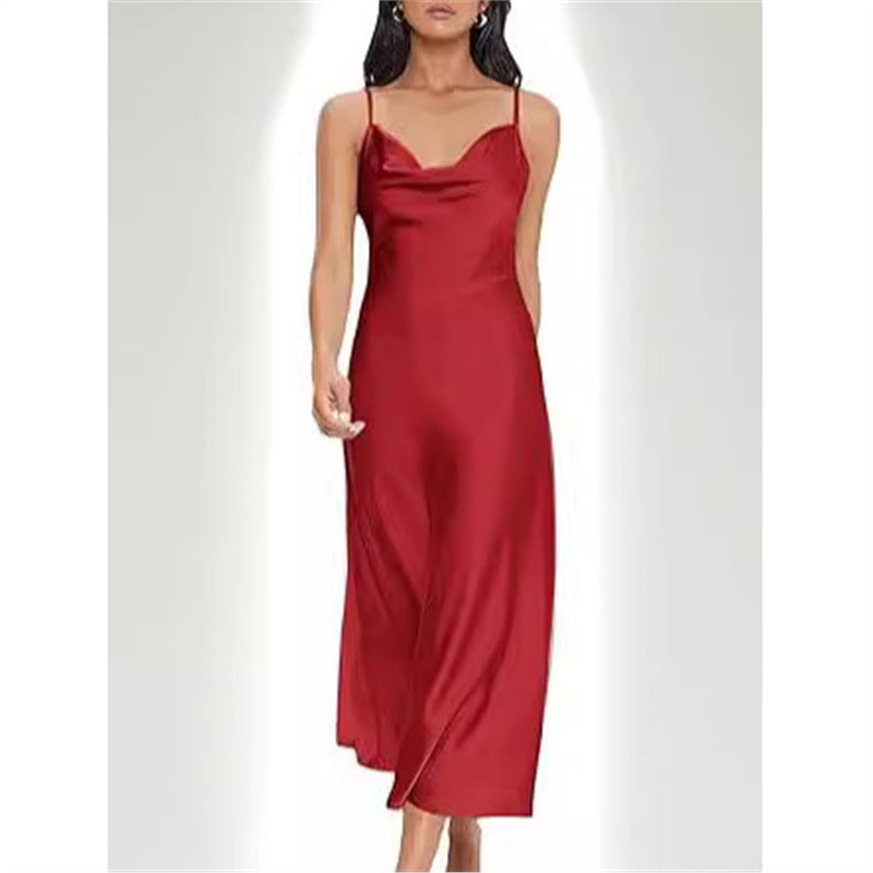 Strap Satin Without Back Pajamas Dress Women