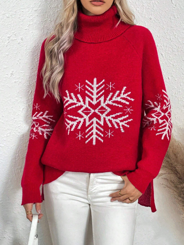 High Collar Christmas Sweaters Women's Clothing