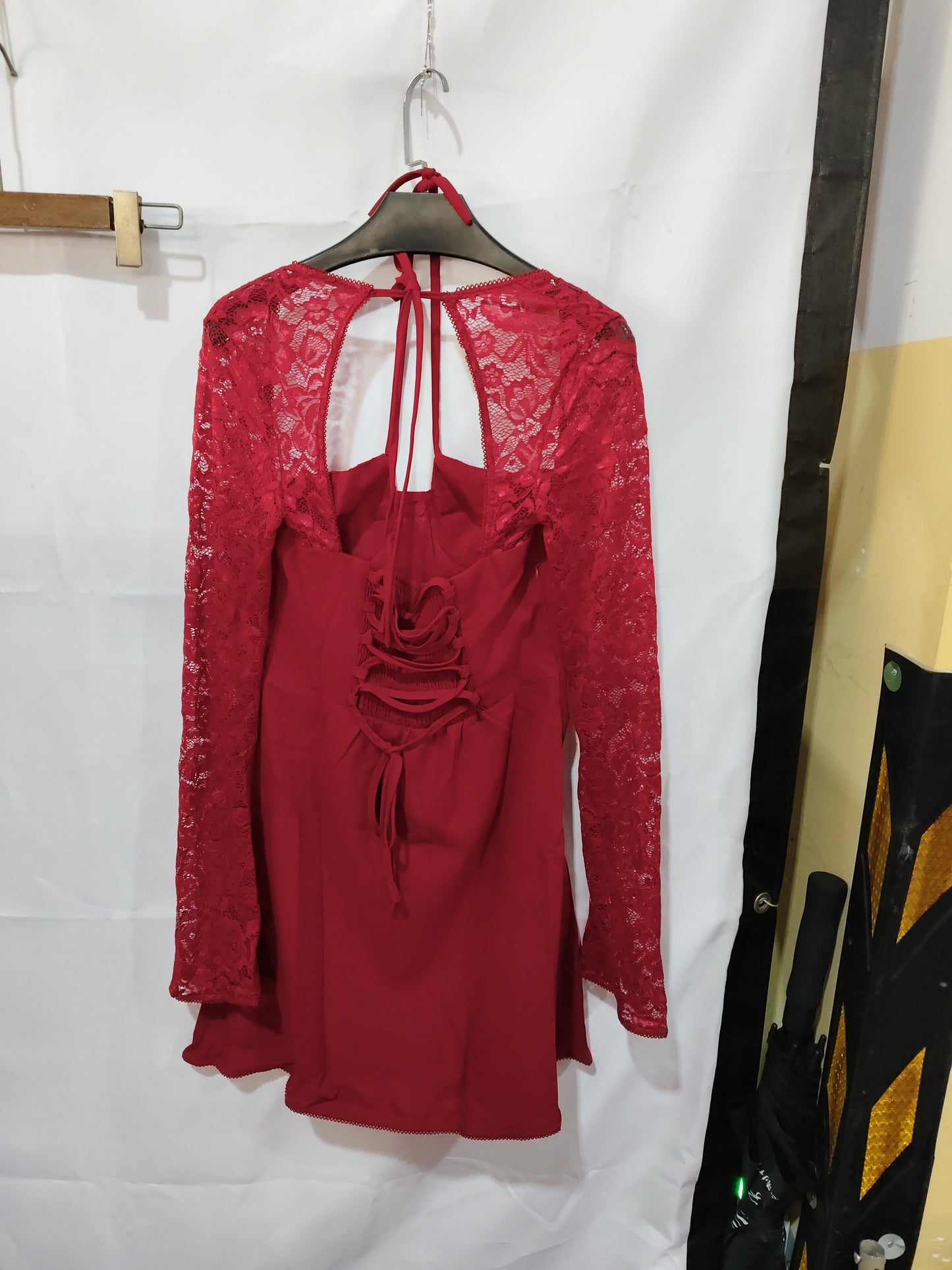 Y2K Lace Long Sleeve Dress Fashion Sexy Corset Backless Lace Up Short Dresses Womens Clothing