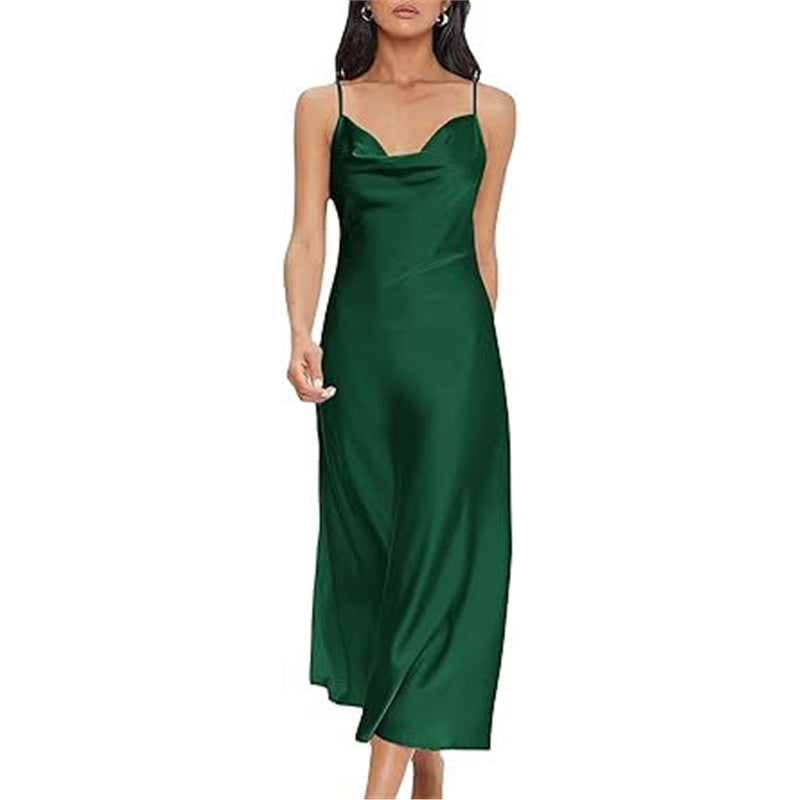 Strap Satin Without Back Pajamas Dress Women