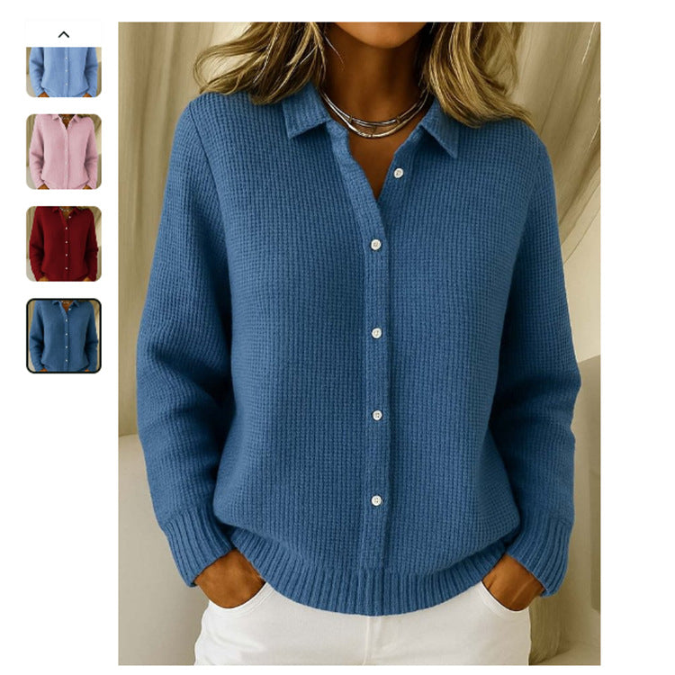 Casual Fashion Button Knitted Lapel Sweater