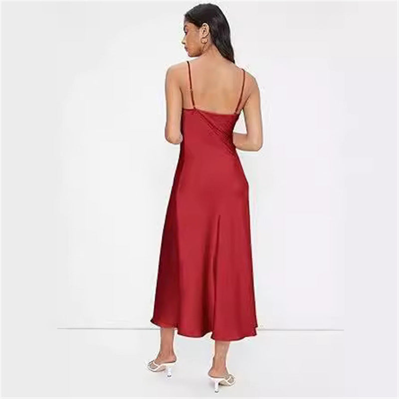 Strap Satin Without Back Pajamas Dress Women